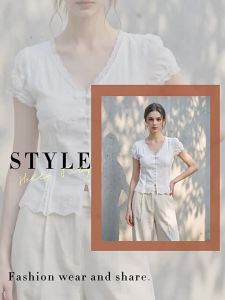 7.Modifier | Áo Đa Năng Tay Bồng Viền Ren Có Nút Mùa Hè