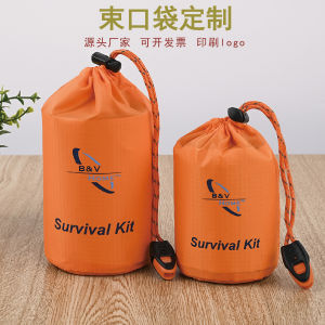 Nylon Grid Drawstring Bag Travel Portable Storage Bag down Jacket Organizer Subbag round Cylinder Storage Bag for Home And Travel