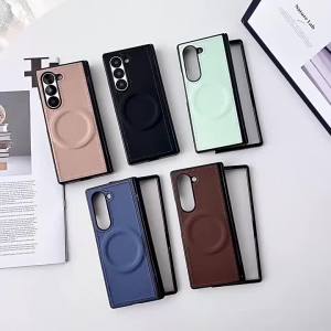 Magnetic Phone Case for Magsafe For Samsung Galaxy Z Fold 8 Ultra 7 6 5 4 3 Fold8 Fold7 5G Hinge Protective PU Leather Cover