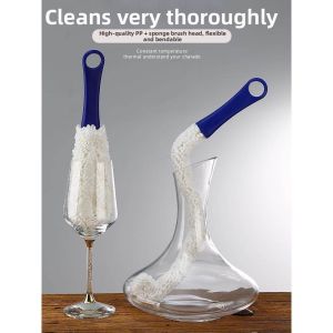 Bendable Decanter Cleaning Brush for Wine Carafes and Glasses Long