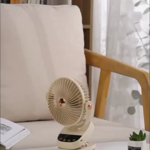 Portable Clip Fan with Smart Display 5-Speed 7-Turbine Blades USB Rechargeable for Stroller