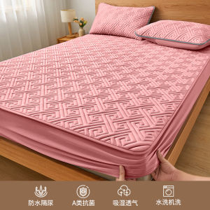 City outside Non-Cotton Bed Canopy Protector Waterproof Mattress Cover Single Sheet Set Antibacterial Geometric Pattern Polyester Fiber