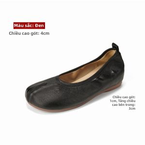 MIFEI | Giày Nữ Tăng Chiều Cao Phong Cách Ballet Mũi Ngón Chia Ra Màu Bạc Kích Thước Lớn