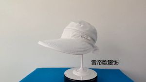 TOPI PANTAI WANITA ANTI UV ZIPPER BERTEPI LEBAR DGN SIMPUL PITA KUPU-KUPU