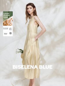 BEIQIANI | Bohemian Style Rayon Acetate Waist-Cinching Sleeveless Dress