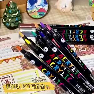 OLOEY | 48 Colors Acrylic Marker Set Dual Tip Paint Pens Brush Tip Markers for Wood Rock Glass Ceramic Canvas DIY Art Craft Supplies