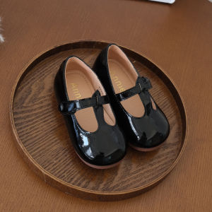 AnnieGirl Girls Soft Bottom Comfortable Leather Shoes with Magic Tape Straps Vintage Versatile Fall New Style Princess Style