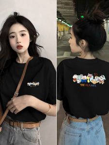 Pure Cotton Black Short Sleeve Womens T-shirt Summer New Style Loose Base Shirt Fashion Top Body Shirt Korean Style Commute Wind