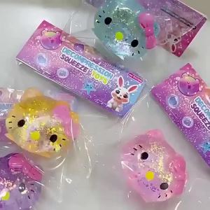Bandai | Glitter Hello Kitty Maltose Squishy Ball Slow Rising Soft Squeeze Fidget Toy for Anxiety Relief Perfect Holiday Gift