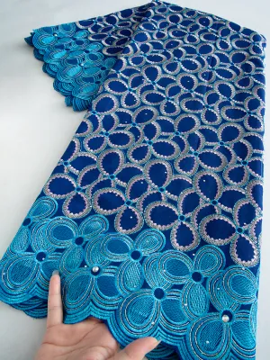 Nigerian African Cotton Lace Fabric Luxury Swiss Voile Lace Fabric With Sequins For Evening Gown & Party Dress