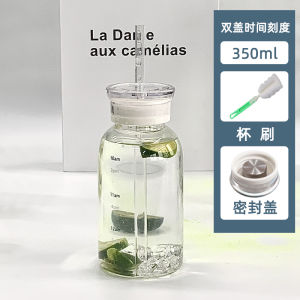 Cốc Thủy Tinh Chịu Nhiệt Độ Cao Dung Tích Lớn Văn Phòng Ngoài Trời Cốc Nước Có Ống Hút Và Nhãn Dán Dành Cho Các Cặp Đôi