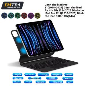 Bàn Phím Có Đèn Nền Magic Dành Cho iPad 10.9 Inch Air 4/5/6 Pro 12.9 Inch Thế Hệ 11/10 Với Nắp Lưng Thông Minh Từ Tính Tương Thích