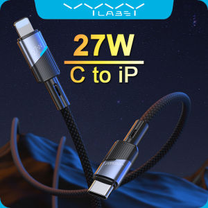 Vyvylabs 27W Fast Charging Cable Type-C to iP Flexible Durable Upgraded Connector Nylon Braided Wired Cord 1M Data Transmission Cable for iP 8-14 i Pad