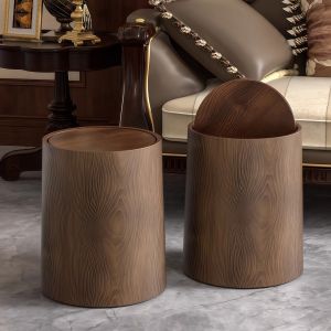 Retro Woodgrain Large Capacity Chinese Style Bin