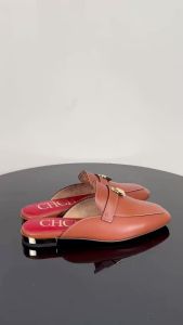 CHCH Womens Muller Shoes 2026 New High Quality Cow Leather Womens Flat Shoes Round Head