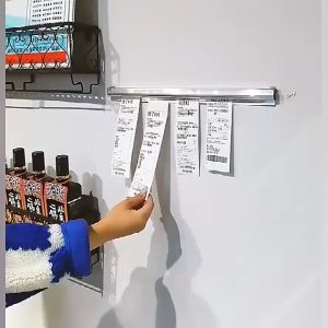 ไม่เกิดสนิมถาวร รางเสียบบิล อลูมิเนียมไม่ต้องเจาะรู รางออเดอร์ ที่หนีบใบออเดอร์ รางเสียบออเดอร์ ที่เก็บบิล