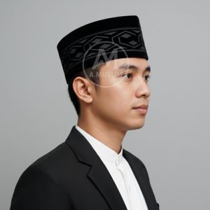 A MUSLIM PECI SONGKOK HITAM PRIA 3D PECI ANAK DAN DEWASA KOPIAH HAJI KOPYAH SHALAT