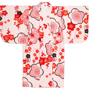 Japanese Style Childrens Kimono Dress Red Plum Blossom Performance Costume for Girls Orange Dot Childrens Clothing