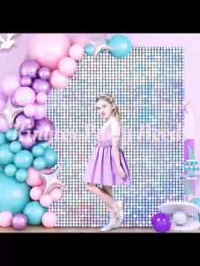 36Pcs Wind Driven Sequin Background Wall Birthday Wedding Party Exhibitions Colorful Round Sequin Backdrop Decoration