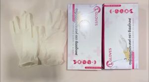 ถุงมือยาง มีแป้ง กล่องชมพู 100 ชิ้น /กล่องดำ 20 ชิ้น มี 4 ขนาด