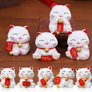 5ชิ้นการ์ตูนนำโชคของตกแต่งรูปแมวโบกแมวกวักนำโชคตกแต่งเดสก์ท็อปคอนโซลรถยนต์อุปกรณ์ประดับตกแต่ง