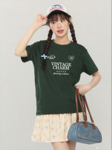 Gbiaior | Olive Green Stylish Letter Print Loose T-Shirt