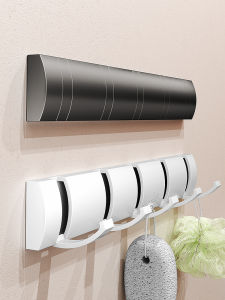 Free White Color with Perforated Holes Hidden Hat-and-Coat Hook Hook behind the Door Bathroom Foldable Clothing Hook Row Hook Cream Style