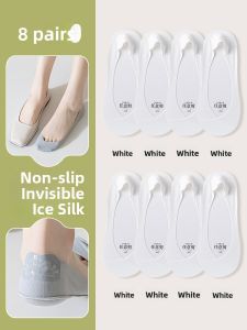 JINGCHI | Pure Cotton Summer Thin Anti-slip High Heel Socks Women Invisible Boat Socks Non-slip Short Socks For Women Crystal Stream