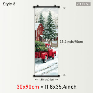 VIKAMA Vintage Christmas Scroll Tapestry Snow-Covered Church Cottage Wall Art Fabric Poster for Living Room Christmas Decor