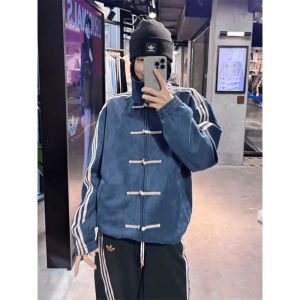 New Chinese Collar Traditional Style Jacket Three-Stripe Design