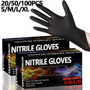 20/50/100PCS Disposable Black Nitrile Gloves  Disposable Nitrile Gloves Home Cleaning Tattoo Hairdressing Nail Art Pet Bath