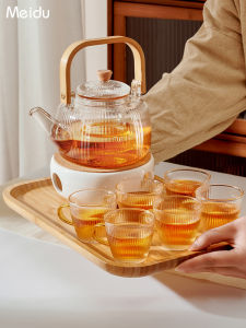 Glass Teapot Loop-Handled Teapot Afternoon Tea Flower Tea Teapot Set Household Tea Brewing Tea Brewing Pot Open Fire Heating Kettle