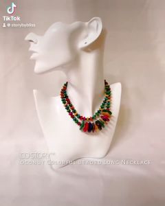 ECO STORY™ Coconut Beaded Long Necklace and Bracelet – Natural and Colorful