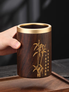 Crown Tea Ceremony Six Gentlemen Black Ebony Tea Tube Pen Holder Tea Ceremony Ornament Storage Tube Storage Box Tea Accessories Single Tube