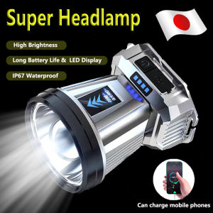 Headlamps Rechargeable HeadLight Flashlight Waterproof Headlight for Head LED Super Bright Head Light Flashlights Heavy Duty Japan Outdoor Long Battery Life and Phone Charging Long Range Multipurpose Suitable for Outdoor Work Camping Fishing and Hiking