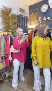 Sita Blouse Kerut Pinggang Peplum Blus Atasan Wanita Crinkle Airflow