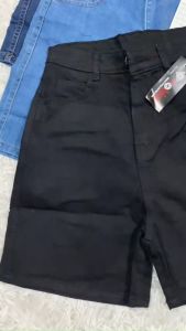 Quần lửng ngố Jean nữ lưng cao ống rộng chất vải co giãn