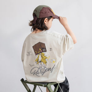 Fashionable Short Sleeve Childrens T-Shirt Cartoon Print Breathable Soft Cotton Blend Summer Wear for Boys Ages 5-14