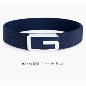 Casual Mens Business Belt Elastic Rubber Band Jeans Waist Belt Non-restrictive Alloy Buckle Soft Surface Wide 3.5cm