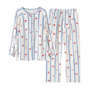 MiiOW | ชุดนอนผู้หญิงผ้าฝ้ายแท้ MiiOW ฤดูร้อน 2025 ชุดนอนหลังคลอด ชุดนอนให้นม ชุดนอนลำลอง แขนยาว กระดุม ลายดอกไม้ ทรงหลวม