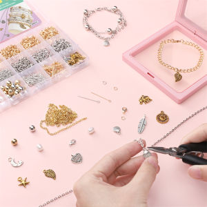 15 Grid Infinity Chain & Charms Lobster Clasps Jumping Ring Set Box Jewelry Making Kit DIY Bracelet Necklace Chains Accessories