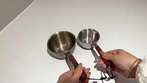 150/300ml Oil Warmer Pot Stainless Steel Mini Saucepan with Wood Handle for Kitchen Splash Oil