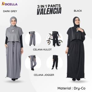 Rok Celana Olahraga 3 in 1 Rocella Valencia - Rok Celana Jogging Wanita Muslim