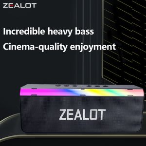 ZEALOT S72 20W Wireless Speakers Dual Pairing RGB light 3000mAh Battery Charging Cable Booming bass.