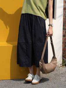 Soft Cotton A-Line Midi Skirt Womens Spring Summer Style Puffy Flower Bud Skirt Slimming Concealing Fullness Natural Waist