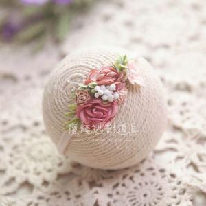 Kids Photography Headdress Emulational Flower and Silk Flower Hair Band for 0-6 Years Old Female Baby Headdress Flower Newborn First Month Old 100 Days Old Baby