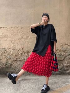 High Waist A-Line Skirt Womens Fashion Pleated Slimming Wraparound Midi Skirt Street Style Polyester Fiber All Season Wear