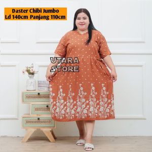Daster Jumbo Ld 130 Ld 140 XXXL XXXXL Bahan Rayon Adem Busui Friendly Kancing Depan