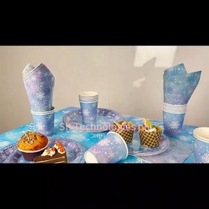 On The Go Mall Christmas Themed Tableware Decor Disposable Paper Plates Cups Tissue For Holiday Party Supplies