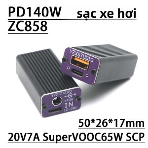 Bộ Sạc Ô Tô USB Type-C PD3.0 140W Bộ Chuyển Đổi Sạc Nhanh Bộ Chuyển Đổi Để Bàn 20V SuperVOOC PPS QC PD DC 5525 12V 24V Sang 5V 15V 20V